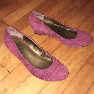 Kitten heel wedge ballet style shoes